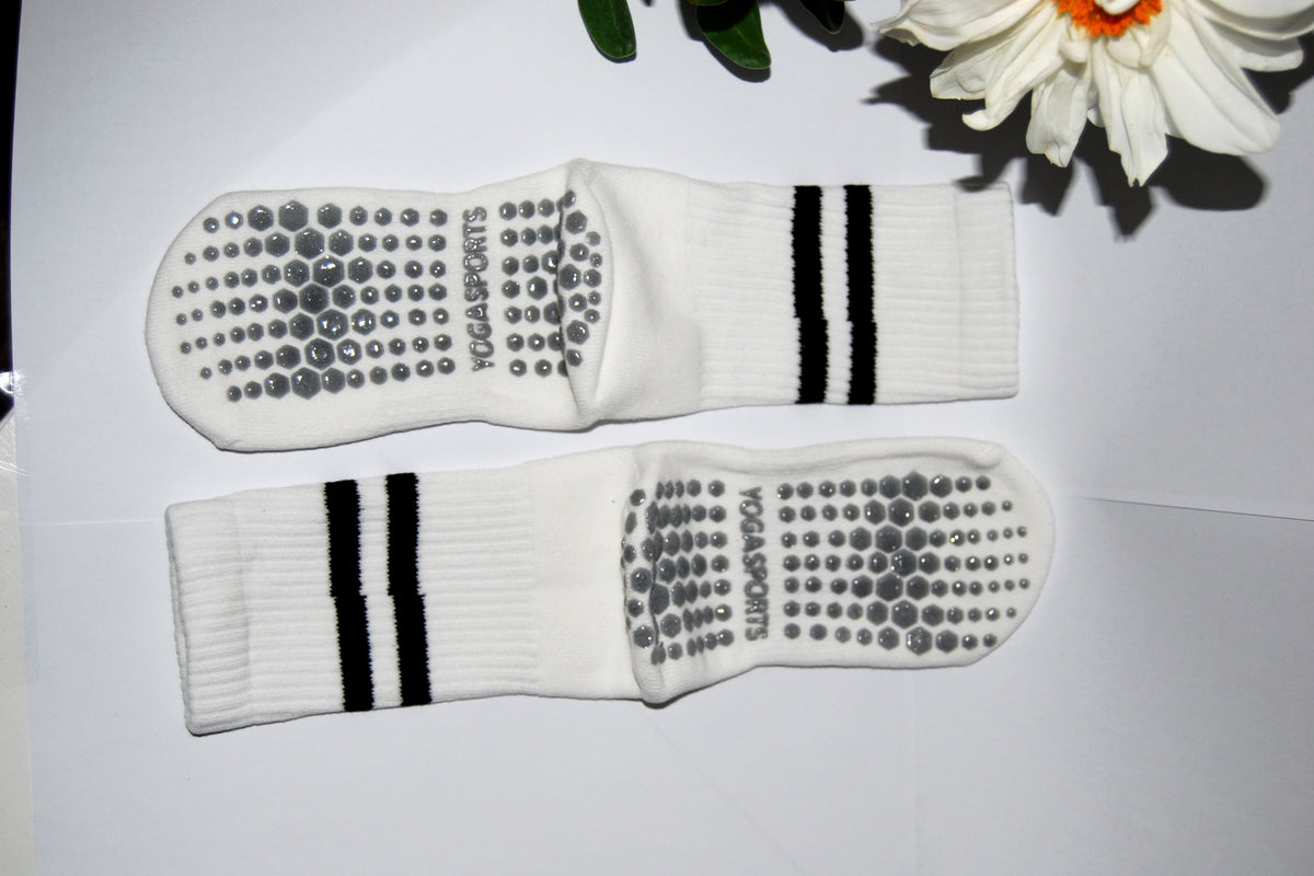 SoftGrip Stripey Socks white flat lay, supplier text visible, pending removal